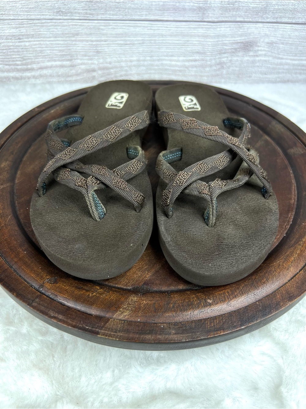 Teva Women’s Brown Mush Thong Flip Flop Sandals Shoes Size 6 Outdoor Boho Beach - Picture 4 of 11